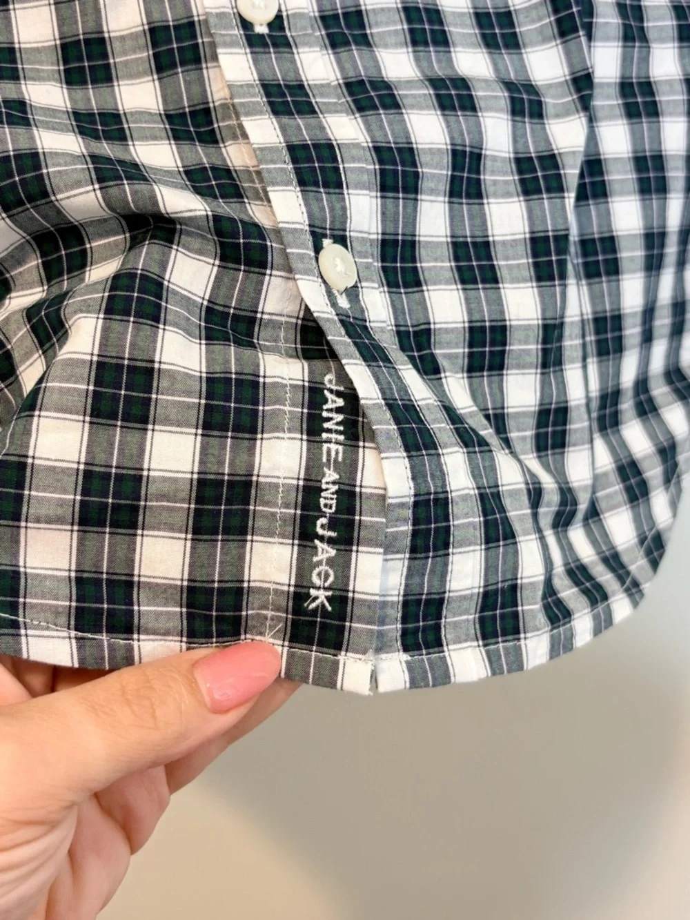 JANIE AND JACK The Tartan Poplin Shirt in Enchanted Forest Tartan